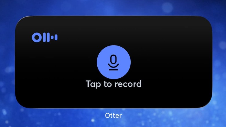 The Otter.ai widget on an iPhone with a clearly visible button to start voice recording.