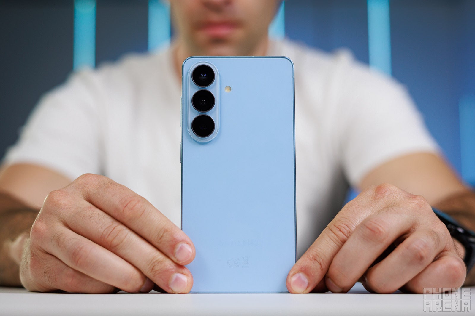 Side profile shot of the Samsung Galaxy S26 highlighting its thin design.
