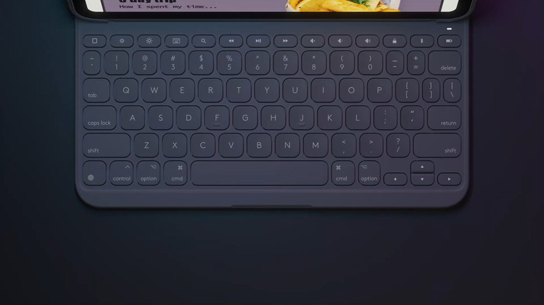 Top-down view of the Logitech Slim Folio keyboard for iPad.