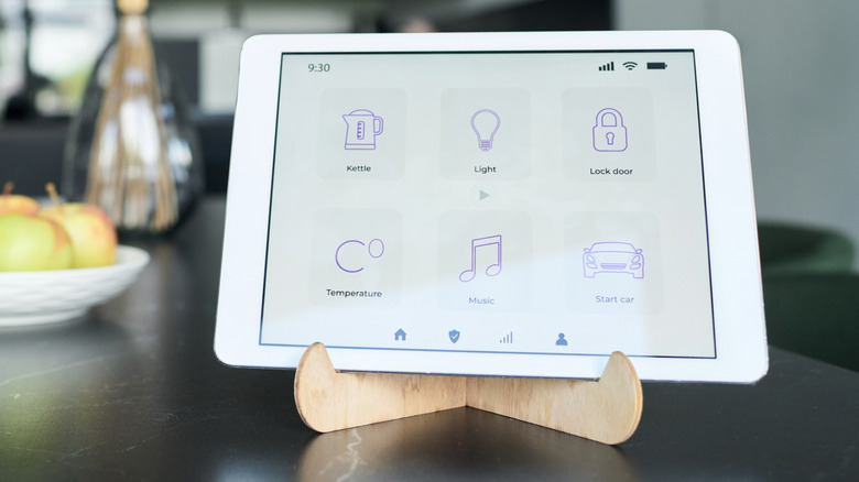A smart home control app displaying various smart home components.
