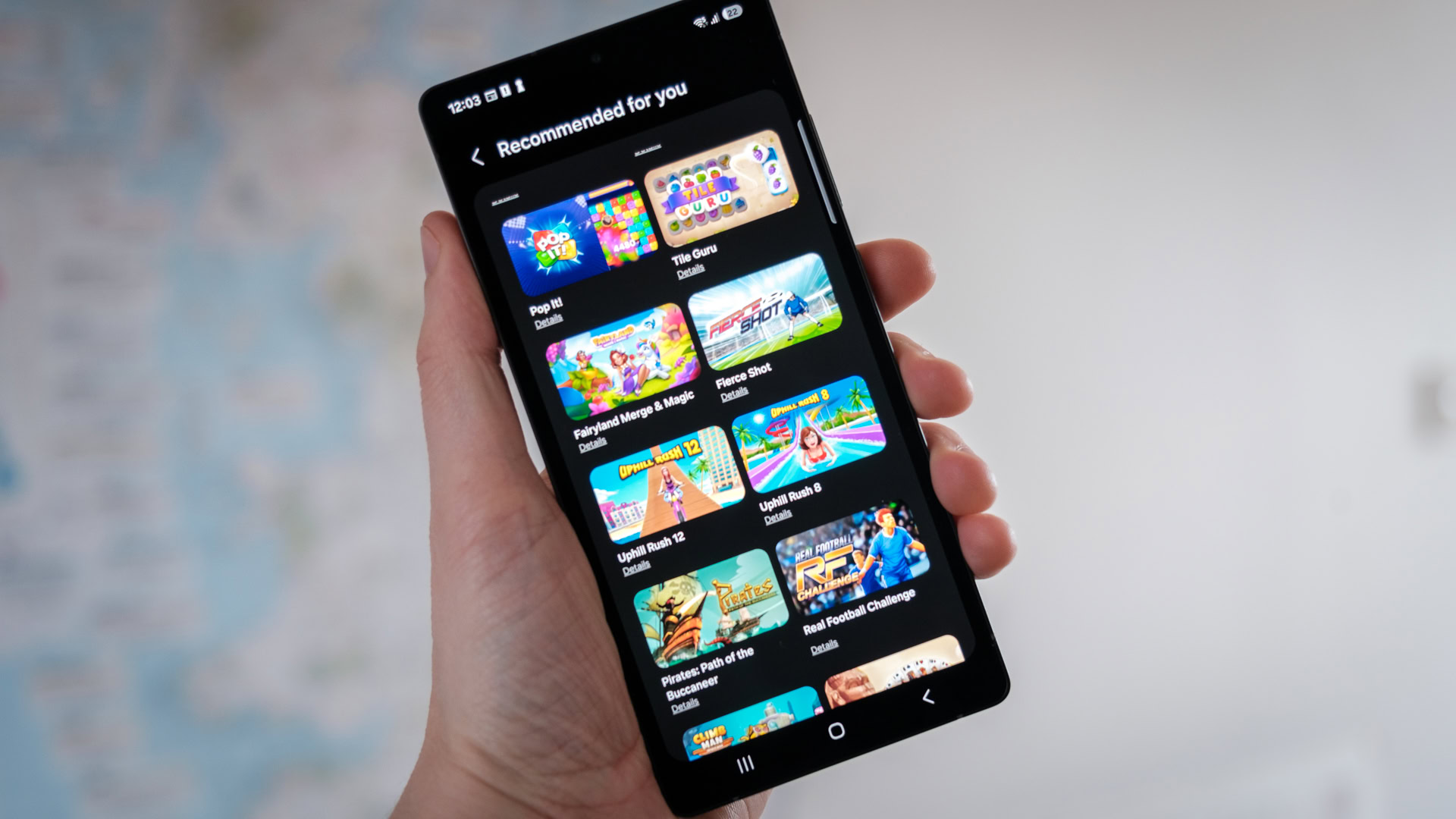 The Samsung Galaxy S25 Ultra screen displaying the Samsung Gaming Hub dashboard.