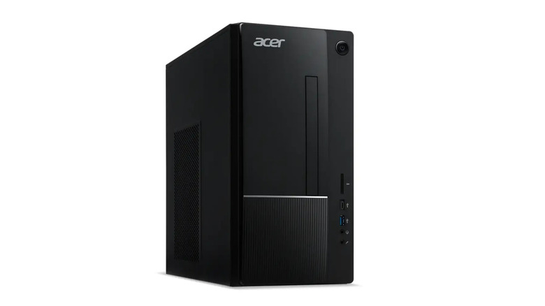 Front view of the sleek Acer Aspire TC-1775 budget desktop tower.