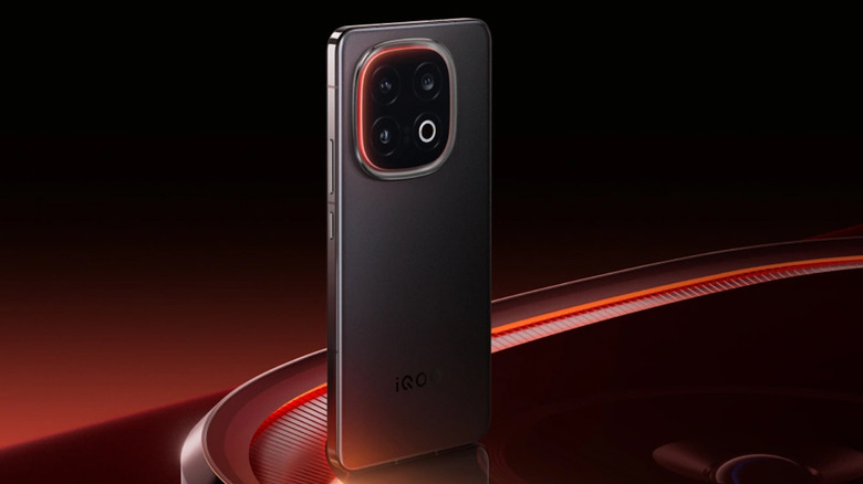 The back design of the iQOO 13 smartphone in its black colorway.