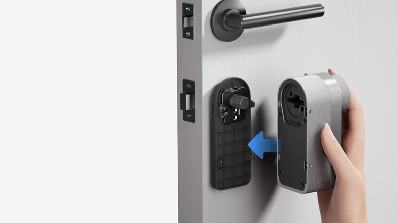 Detailed close-up of the Xiaomi Self-Install Smart Lock's internal turning mechanism.