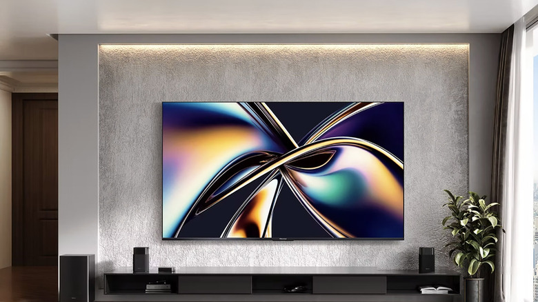 A Hisense ULED U6 TV mounted on a wall, showing vibrant colors.