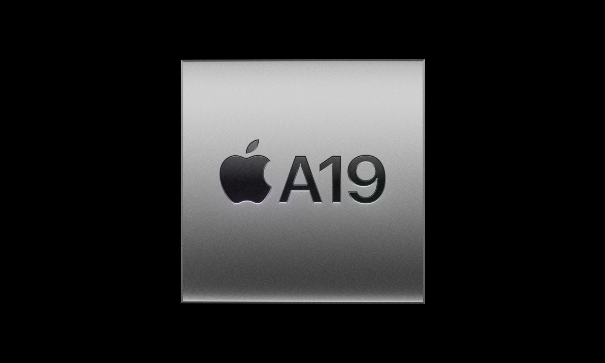 A digital rendering of the Apple A19 Bionic processor chip.