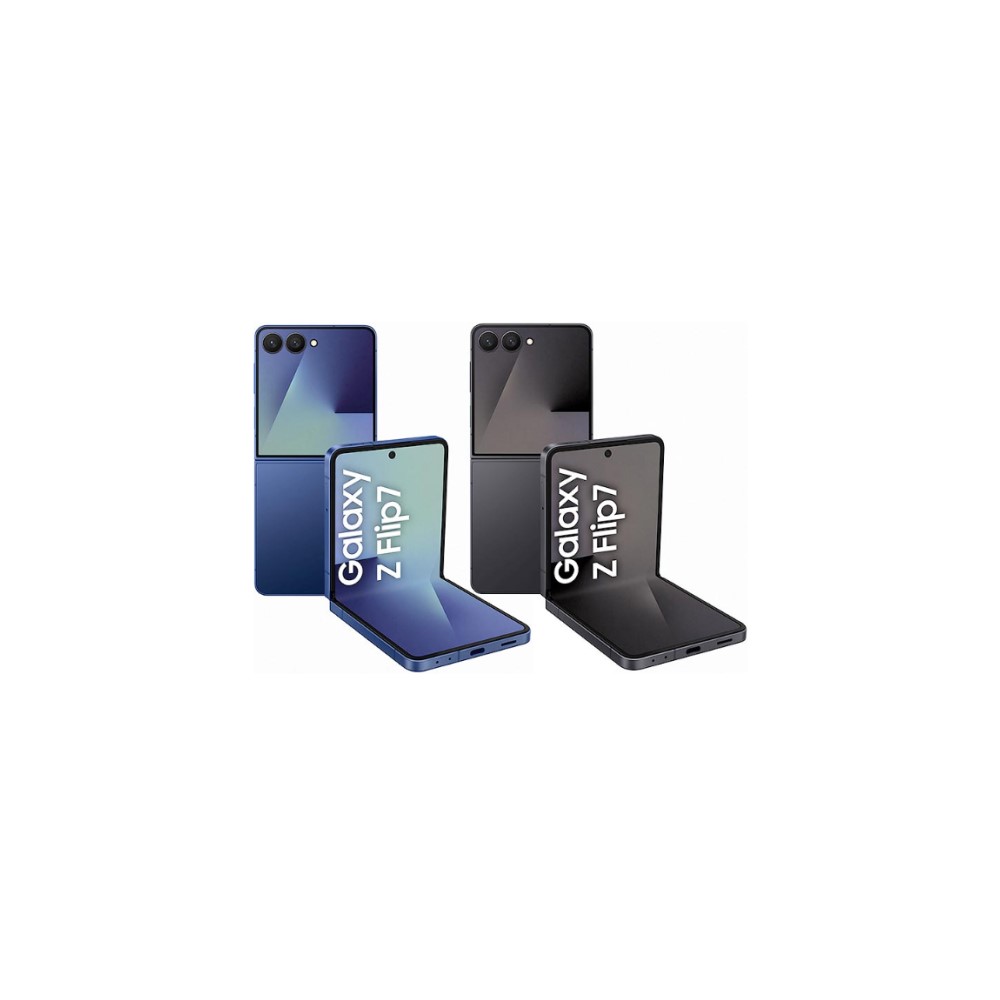 The Samsung Galaxy Z Flip 7 foldable smartphone in its compact folded state.