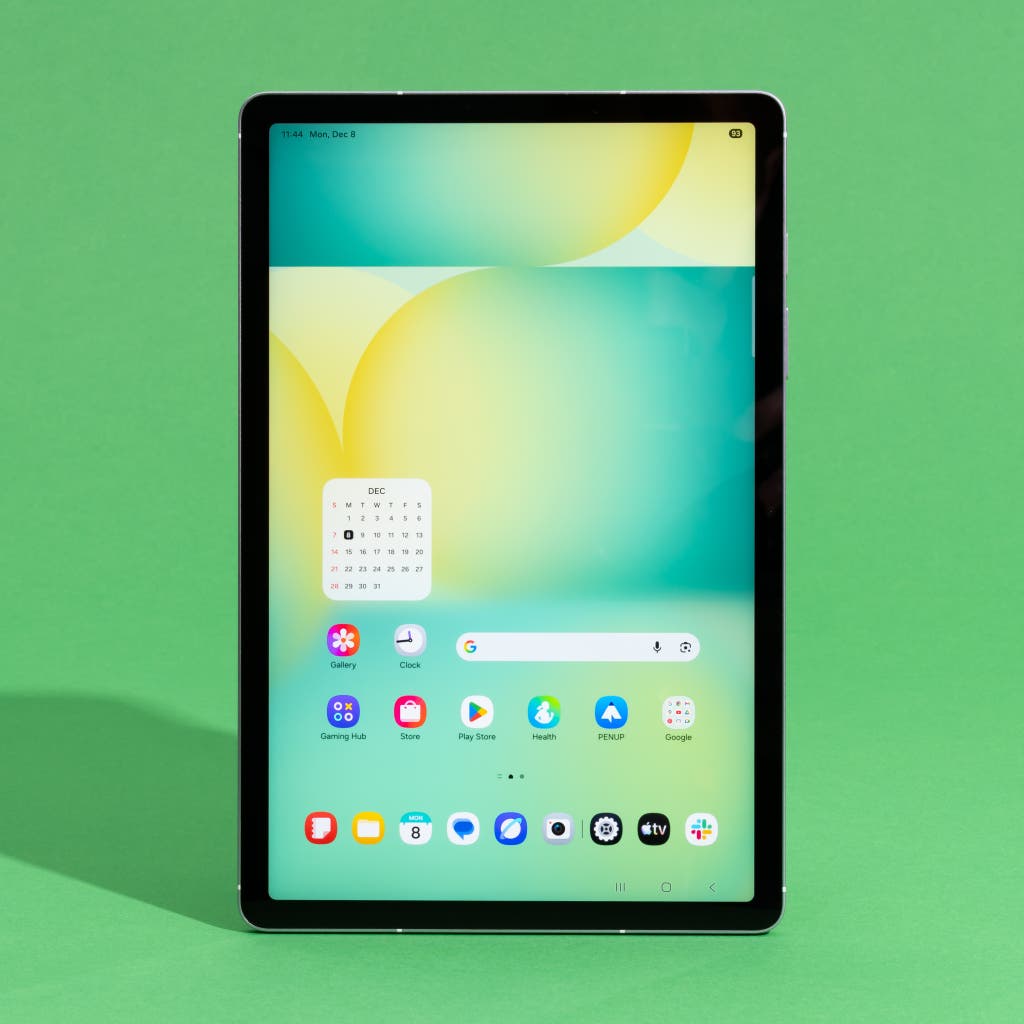 The front display of a Samsung Galaxy Tab S10 FE showing its screen quality.