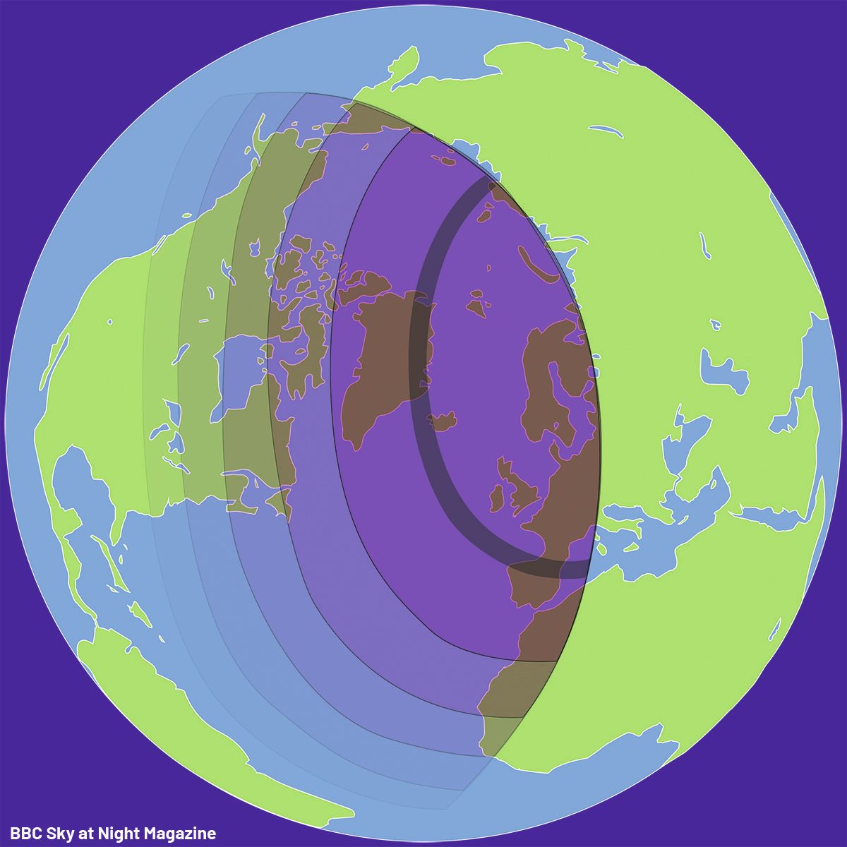 Global map highlighting the thin band of totality for the August 2026 eclipse.