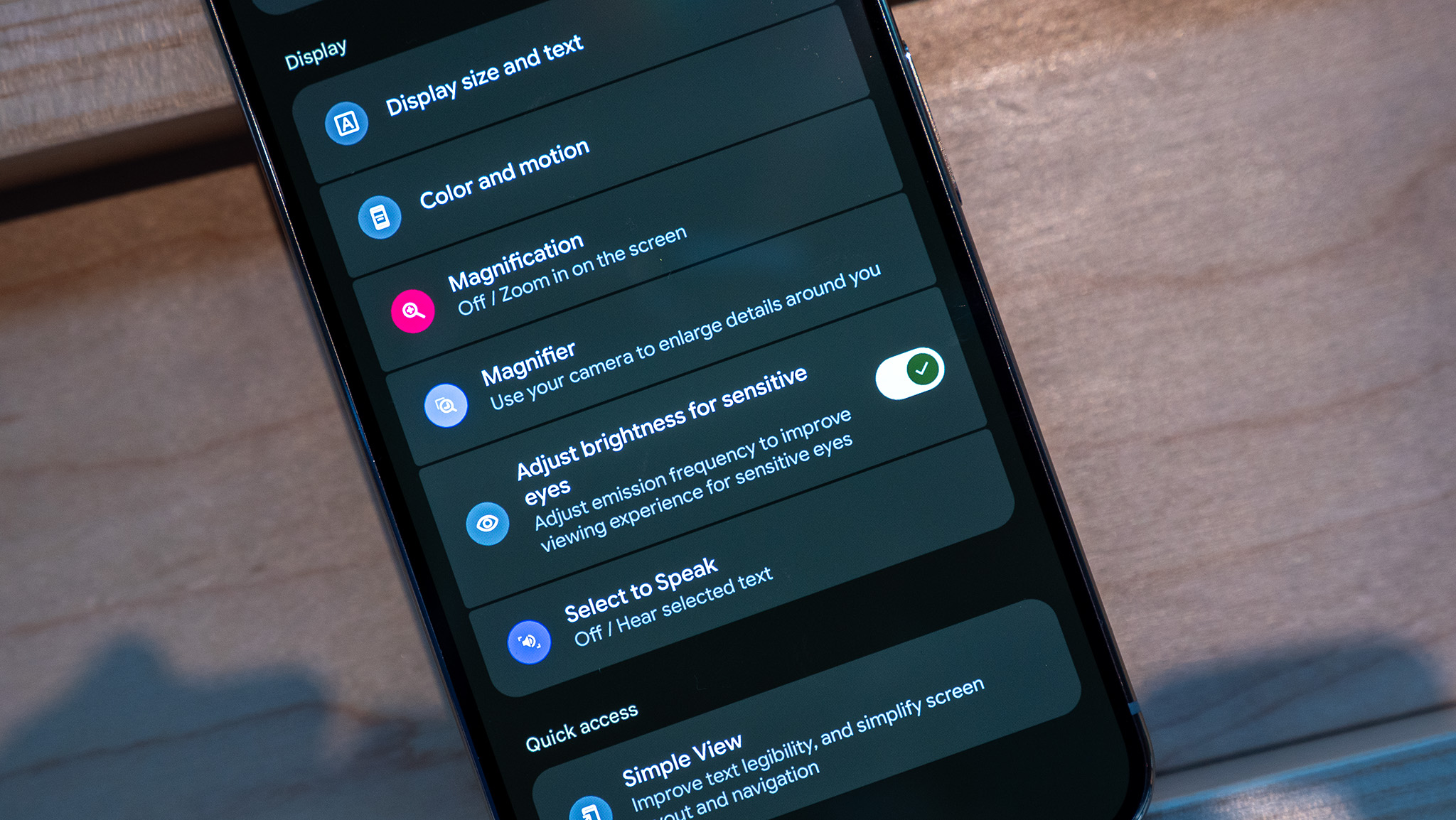 A close-up of the Pixel 10 Pro XL screen showing the PWM brightness adjustment slider in settings.