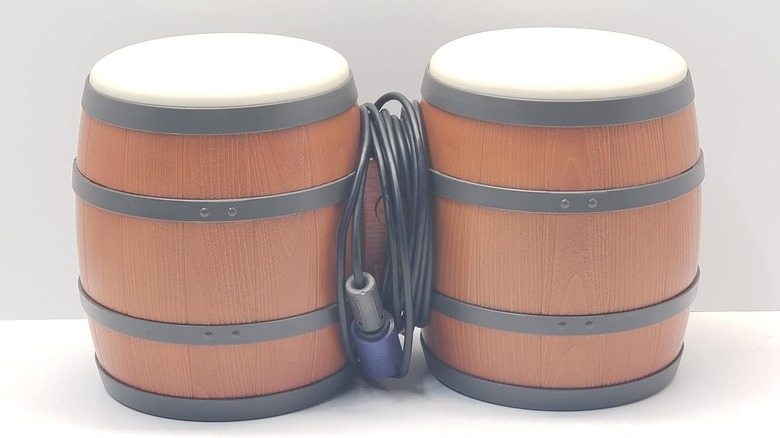 The Donkey Konga Bongo controllers designed for the Nintendo GameCube.