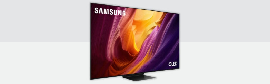 Samsung S95H OLED TV showing high-contrast and vibrant HDR content.