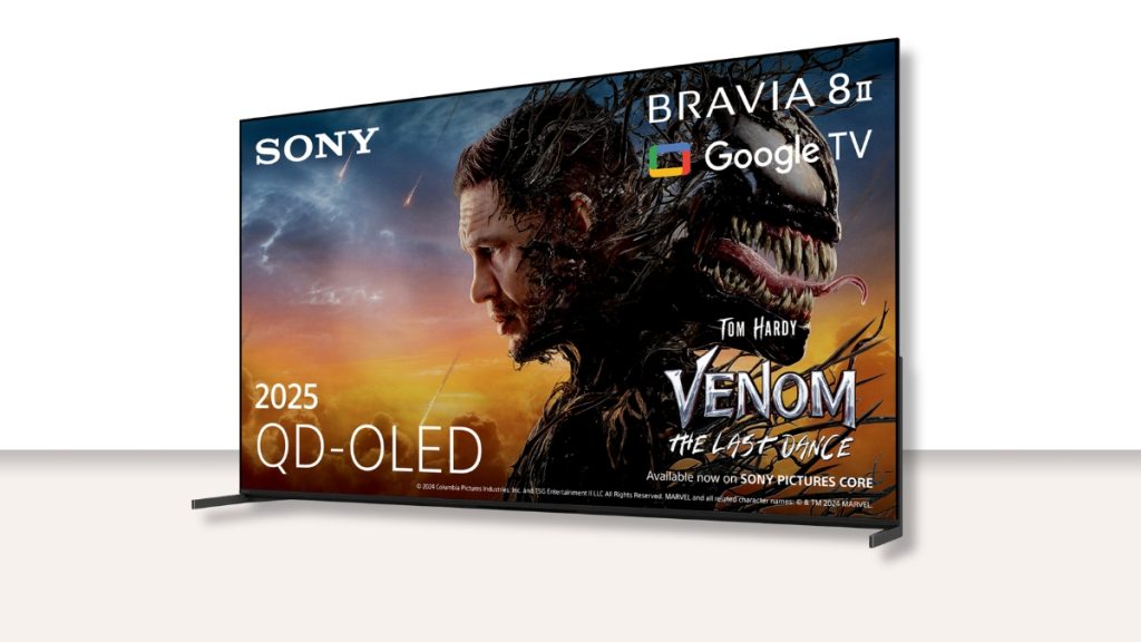 A Sony Bravia 8 II QD-OLED TV displaying rich, cinematic colors and deep blacks.