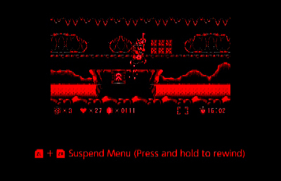 A screenshot of Virtual Boy Wario Land showing the high-contrast red-and-black graphics.