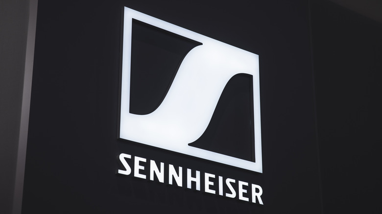 The official Sennheiser wordmark and logo set against a clean black background.