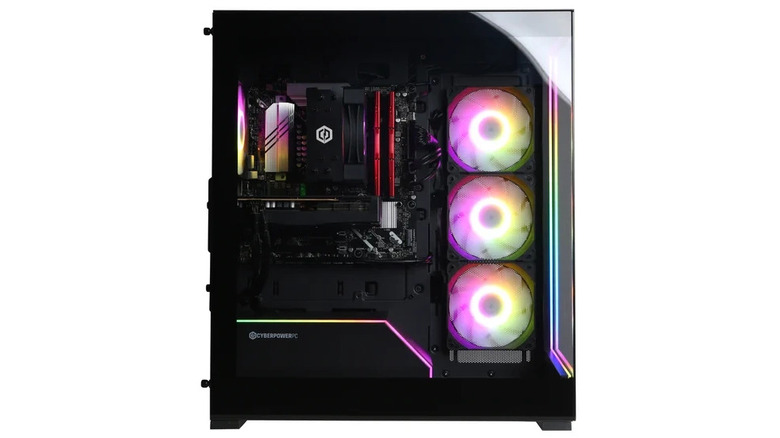 CyberPowerPC Gamer Xtreme desktop featuring internal RGB lighting and a dedicated GPU.