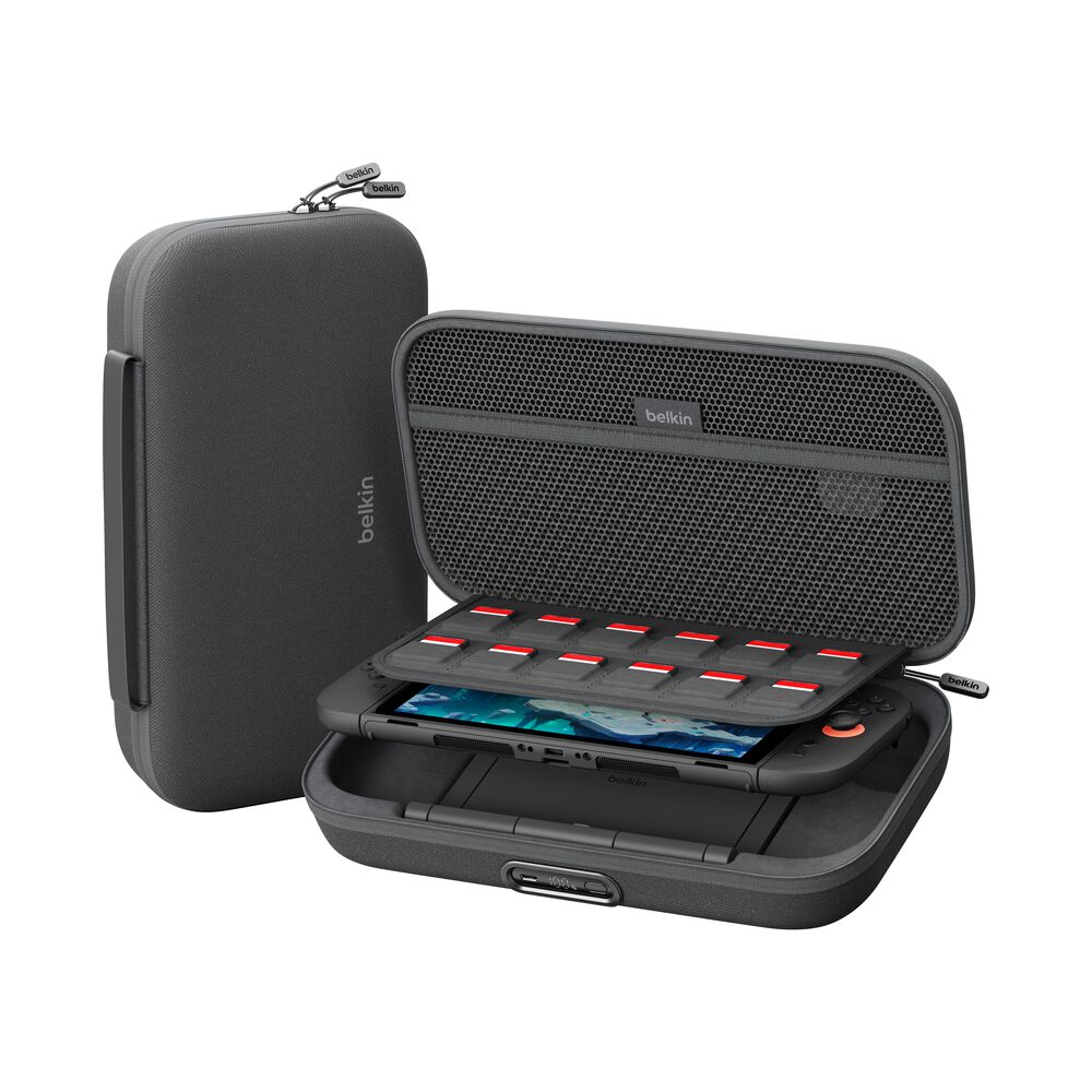 The Belkin Charging Case Pro showing its integrated charging stand and rugged design.