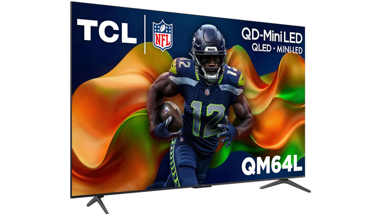 A TCL QM64L 4K QLED TV showcasing vibrant screen colors.
