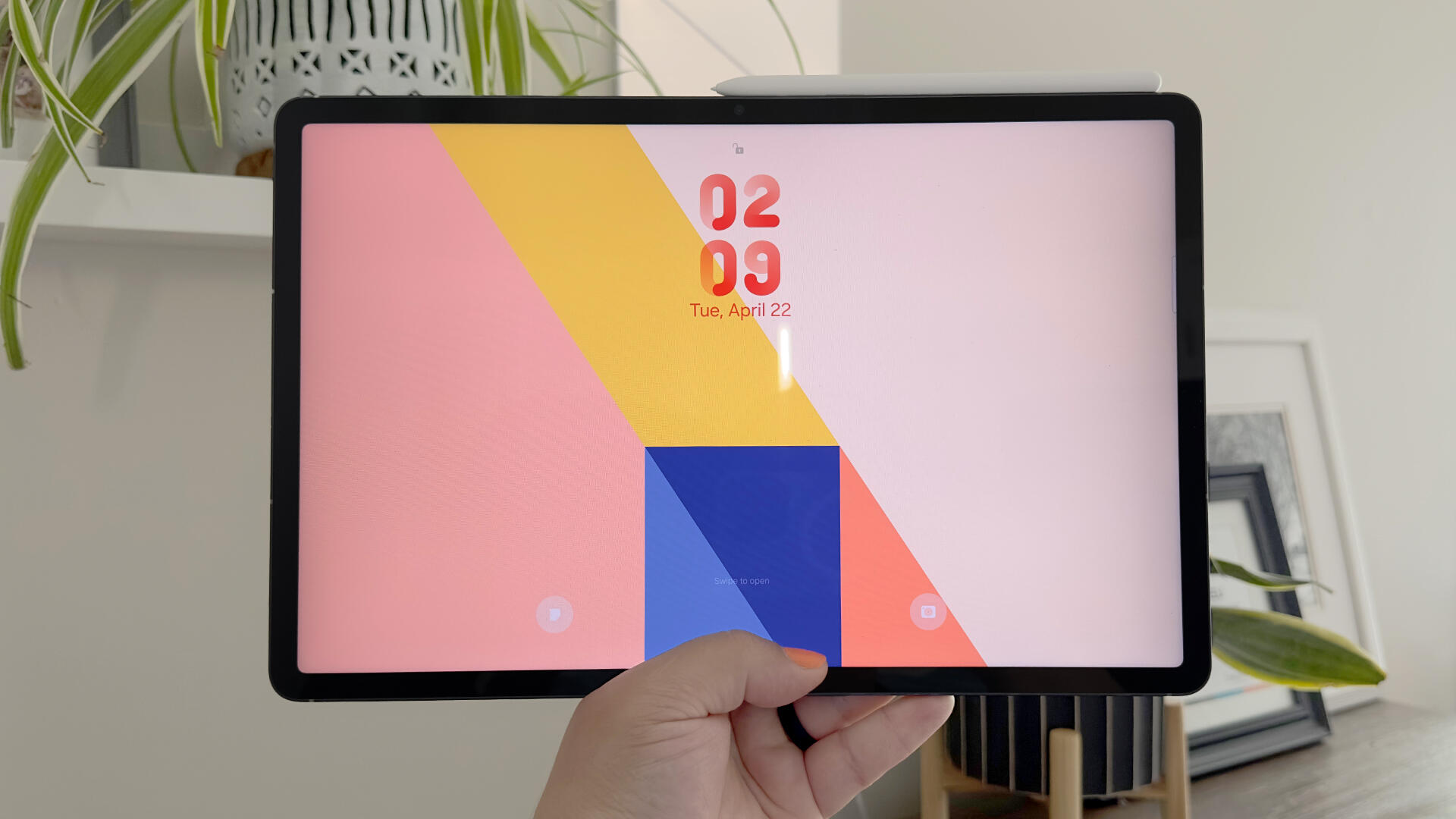 Samsung Galaxy Tab S10 FE+ tablet showcasing its high-resolution display.
