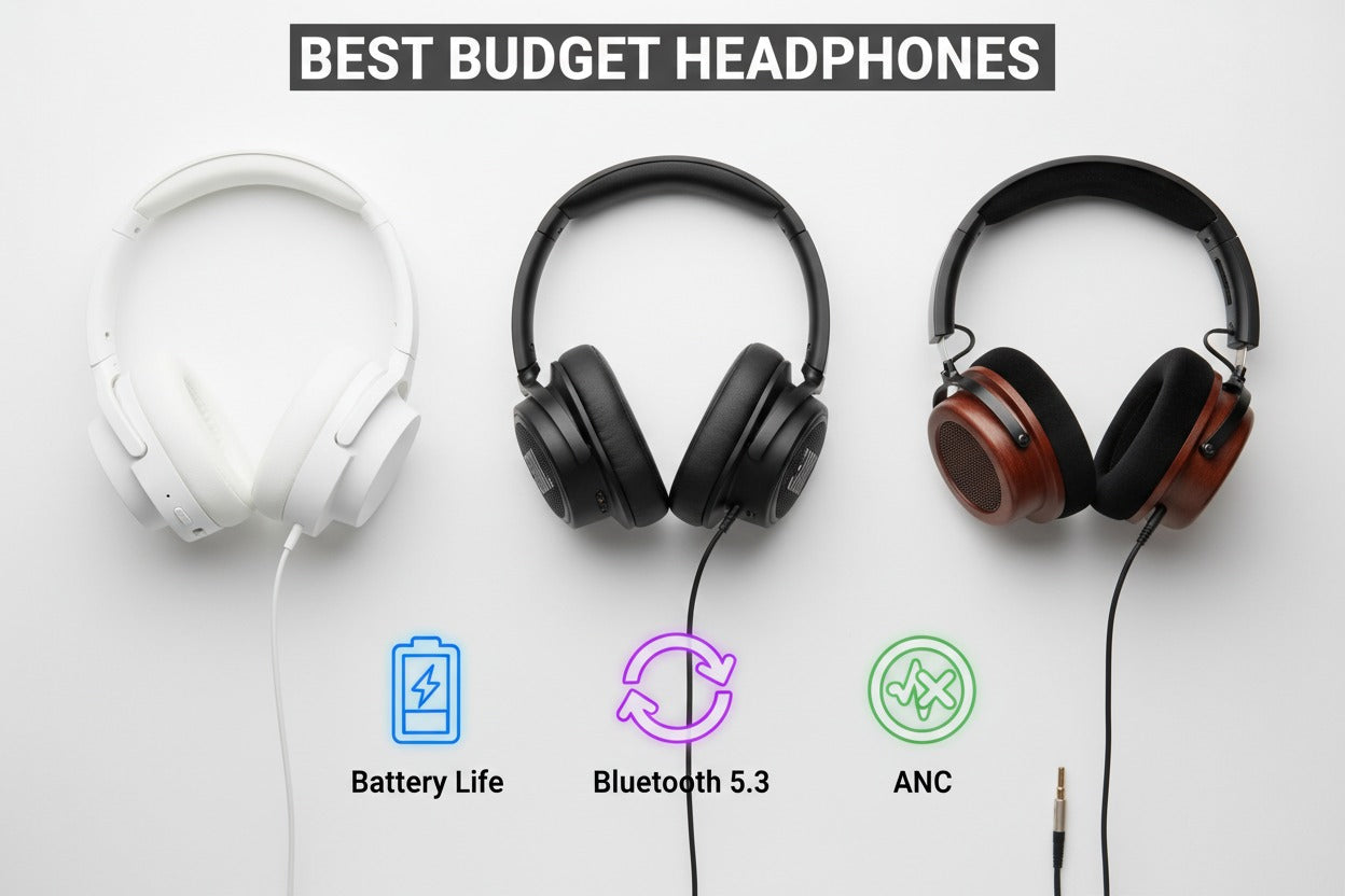 Comparison of mainstream modern headphones from Sony, JBL, and Edifier on a display.