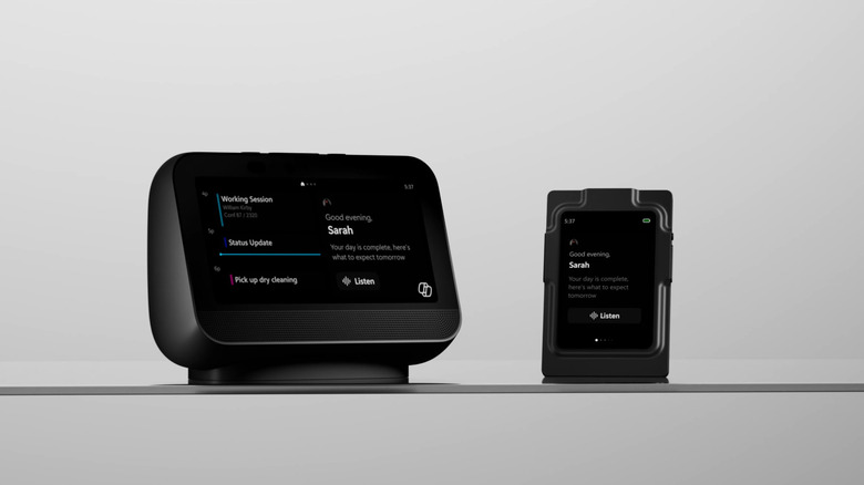 A concept rendering of a Project Solara badge placed on a modern professional desk.